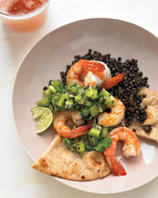 Camarones con encurtido de kiwi