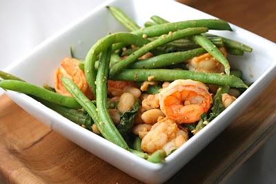Camarones con paprika y vainicas