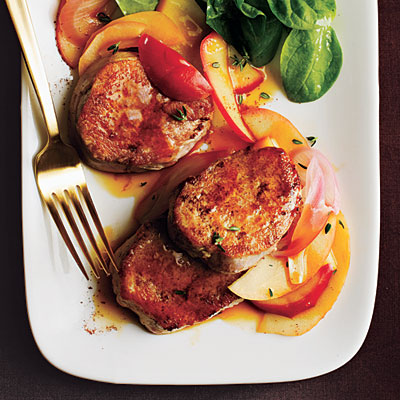 Lomito de cerdo con manzana salteada
