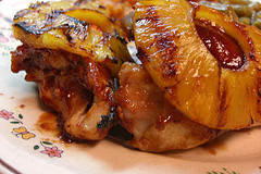 Pollo con piña y salsa mostaza miel