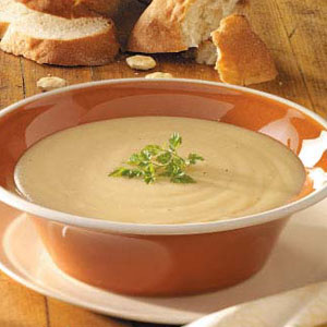 Sopa de papa y ajo rostizado